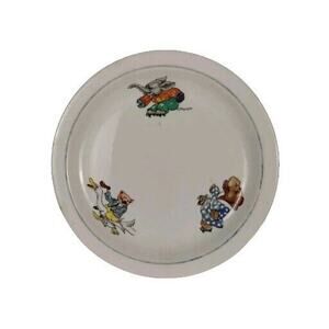 Vintage W S. George Children's Plate - Animals on Roller Skates